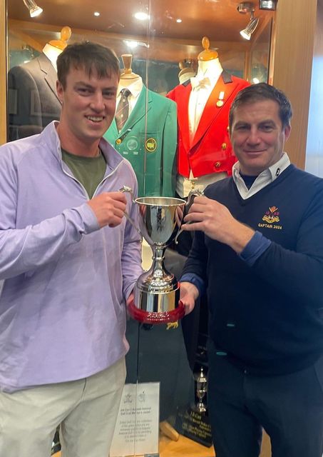 Sutton Senior Scratch Cup winner Jack McDonnell with club captain Cian Bennis.