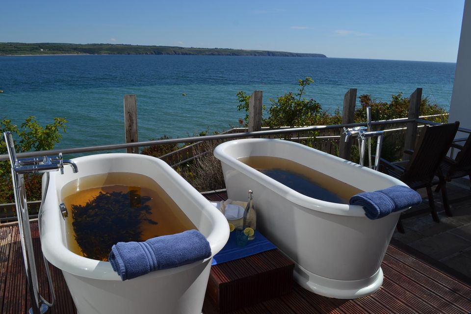 Outdoor seaweed baths at the spa