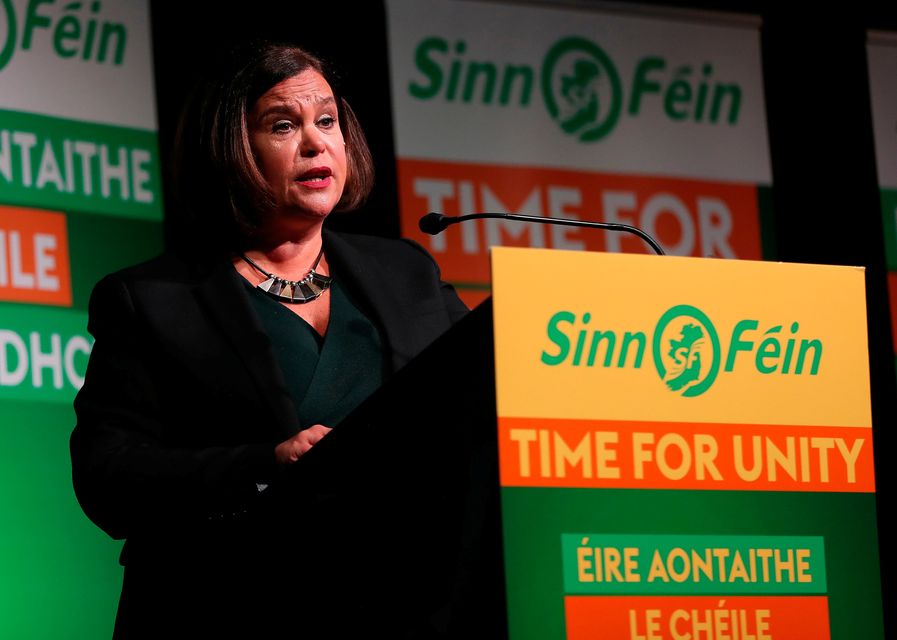 Sinn Fein leader Mary Lou McDonald speaking at the party's general election candidate launch in Dublin.  Niall Carson/PA Wire