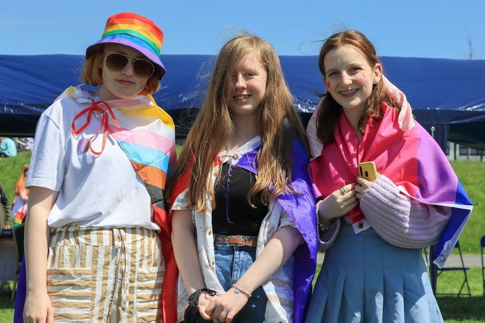 Alisha Sheppard, Abbie O'Brien, and Alicia Whitty at the 2022 Wexford Pride event.