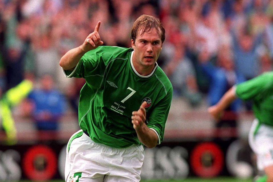 Ireland's Jason McAteer celebrates after scoring against the Netherlands in a World Cup qualifier at Lansdowne Road back in 2001