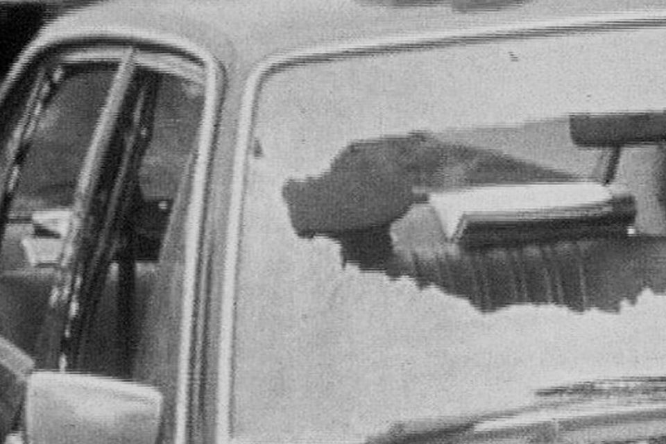 A garda car at the scene where Gda John Morley and Gda Henry Byrne were shot dead in 1980