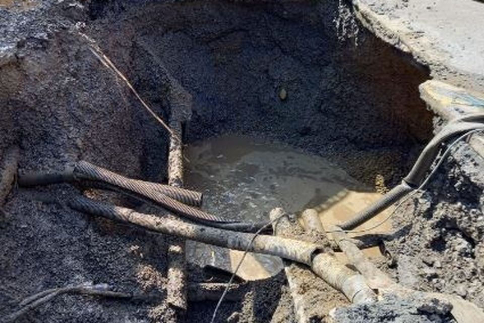 Damaged caused by the burst water main at Marrowbow Lane. Photo: @IrishWater