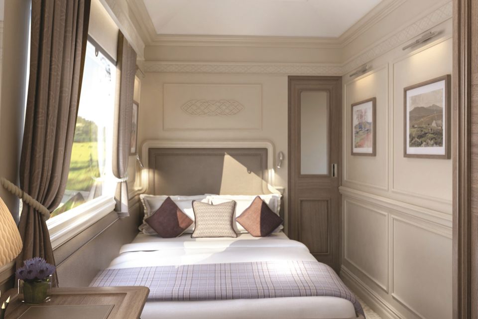 A cabin on the luxury sleeper train.
