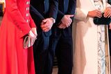 thumbnail: (L-R) Britain's Catherine, Duchess of Cambridge (L), talks with Britain's Meghan, Duchess of Sussex (R) as Britain's Prince William, Duke of Cambridge, and Britain's Prince Harry, Duke of Sussex, stand by attending the Commonwealth Day service at Westminster Abbey in London on March 11, 2019
