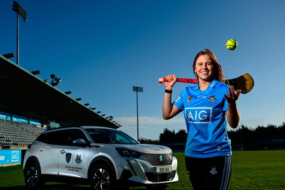 Dublin camogie player Aoife Whelan at the launch of Peugeot Ireland as the new official car partner to Dublin GAA, in a three-year agreement across all four codes in Parnell Park. Photo: Sportsfile