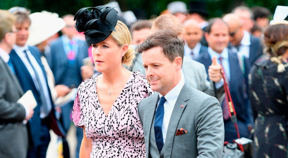 Declan Donnelly (R) and Ali Astall (L) attend day 1 of Royal Ascot at Ascot Racecourse on June 19, 2018 in Ascot, England.  (Photo by Stuart C. Wilson/Getty Images for Ascot Racecourse )