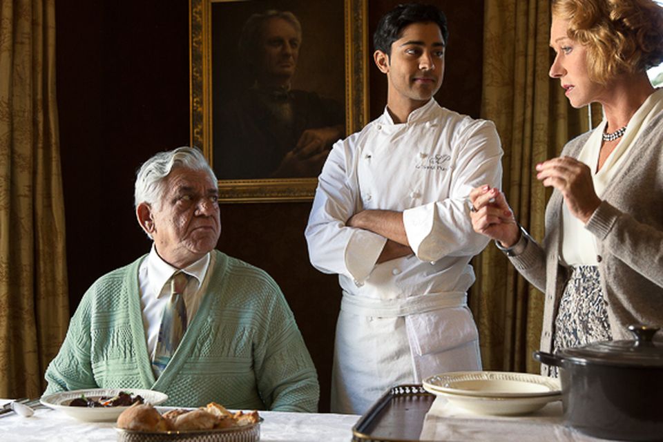 HFJ-0087r

In DreamWorks Pictures' charming new film "The Hundred-Foot Journey," Hassan (MANISH DAYAL, center) serves his father (OM PURI) Beef Bourguinon á la Hassan, a classic French dish with an Indian twist, as Madame Mallory (HELEN MIRREN) explains its significance to French chefs. Photo: Francois Duhamel

©DreamWorks II Distribution Co., LLC. All Rights Reserved.
