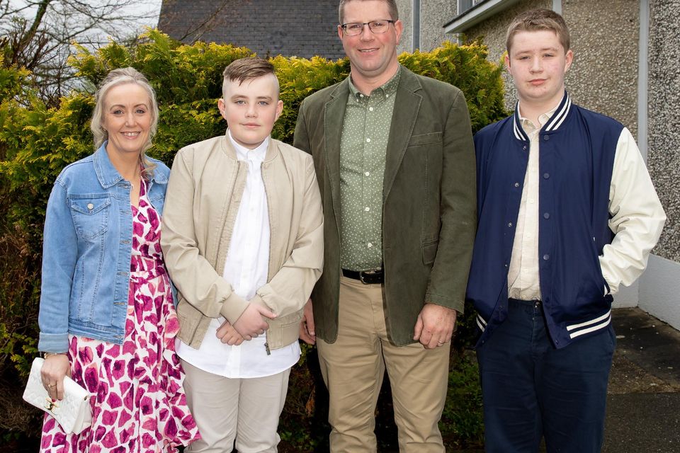 Scoil Mhuire Horeswood confirmation. From left; Roisin, Michael, Liam and PJ McDonbald from Garryduff. Photo; Mary Browne