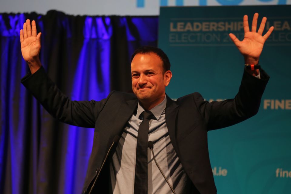 Leo Varadkar at the Mansion House minutes after being elected the new leader of Fine Gael