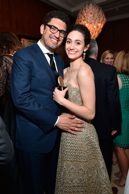 Emmy Rossum and Sam Esmail attend USA Network's Mr. Robot season 4  premiere at the Village East Cinema on Tuesday, Oct. 1, 2019, in New York.  (Photo by Charles Sykes/Invision/AP Stock Photo 