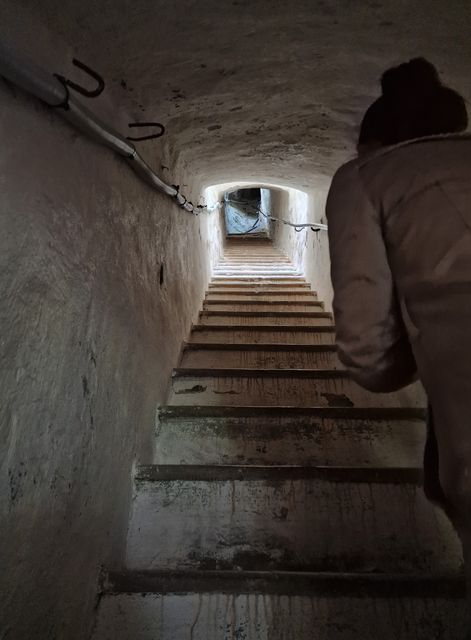 The steep and narrow steps inside Kopa lighthouse