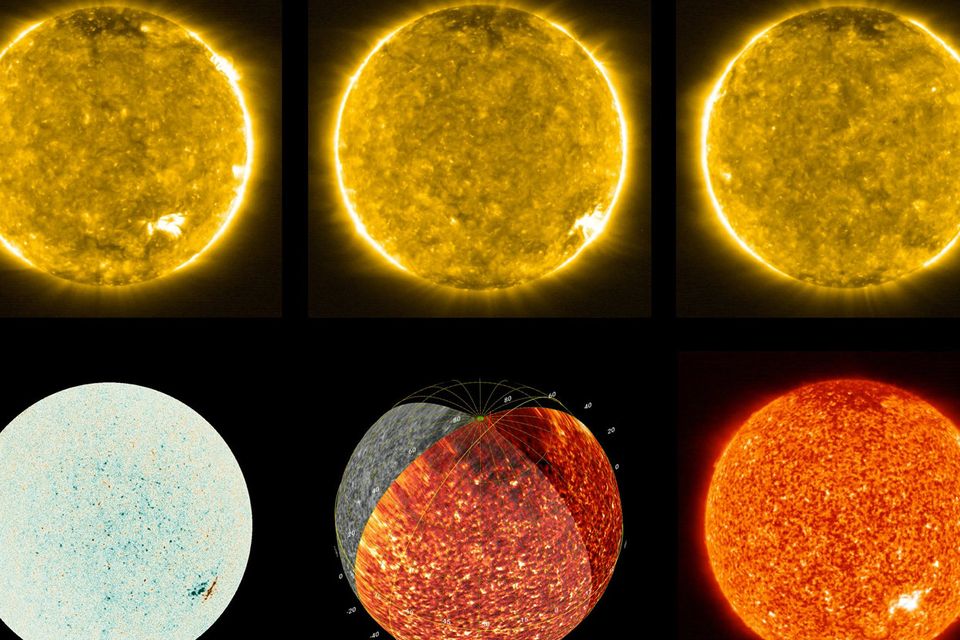 Images of the Sun taken with Polarimetric and Helioseismic Imager (PHI) and Extreme Ultraviolet Imager (EUI) of the Solar Orbiter spacecraft are seen in a combination of photographs released by NASA. Photo: Solar Orbiter/EUI Team; PHI Team/ESA & NASA/Handout via REUTERS