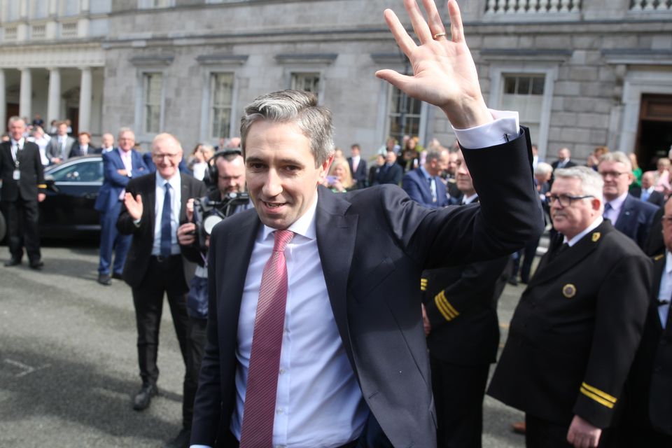 Simon Harris leaves Leinster House last week to receive his Seal of Office from President Michael D Higgins. Photo: Collins Photos
