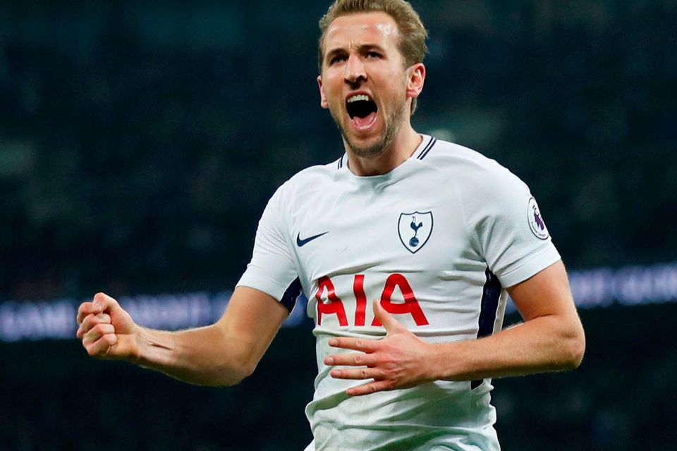 Tottenham's Harry Kane celebrates scoring their third goal