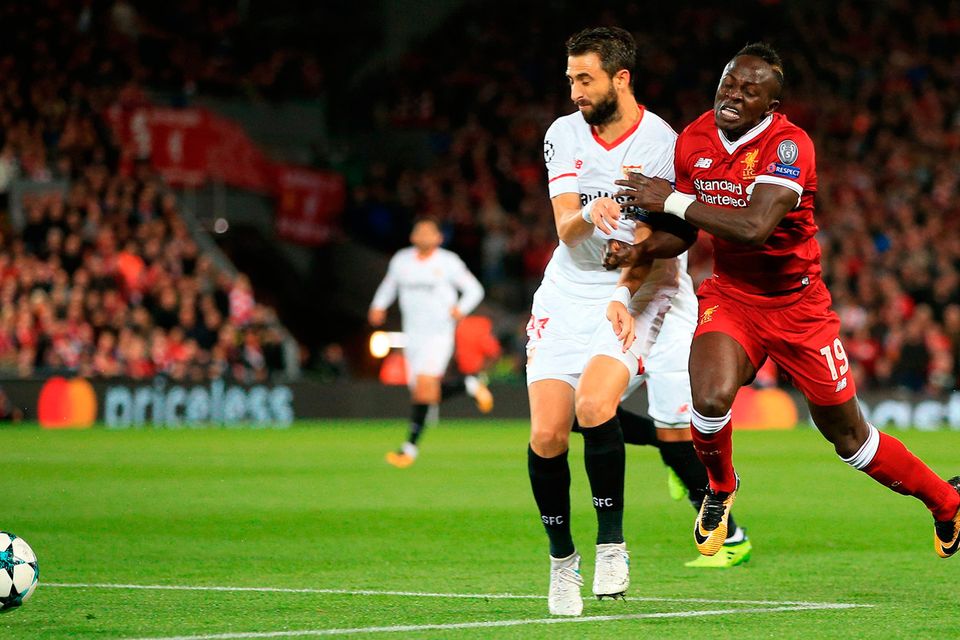 Liverpool's Sadio Mane (right) in action during the UEFA Champions League, Group E match at Anfield, Liverpool. PRESS ASSOCIATION Photo. Picture date: Wednesday September 13, 2017. See PA story SOCCER Liverpool. Photo credit should read: Peter Byrne/PA Wire