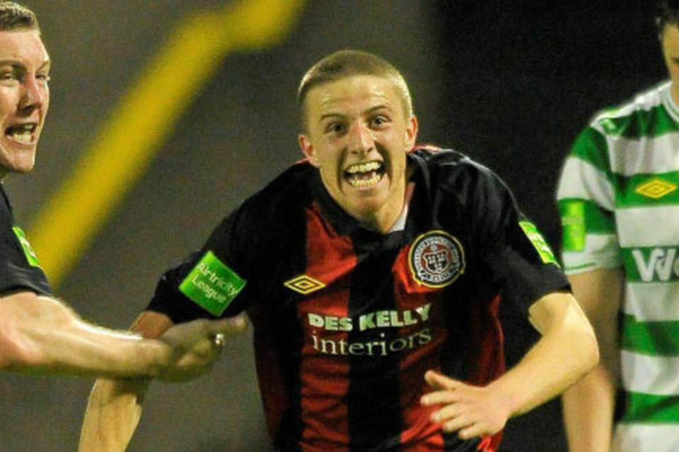 Buckley celebrates his goal against Rovers back in 2011. Photo: Sportsfile