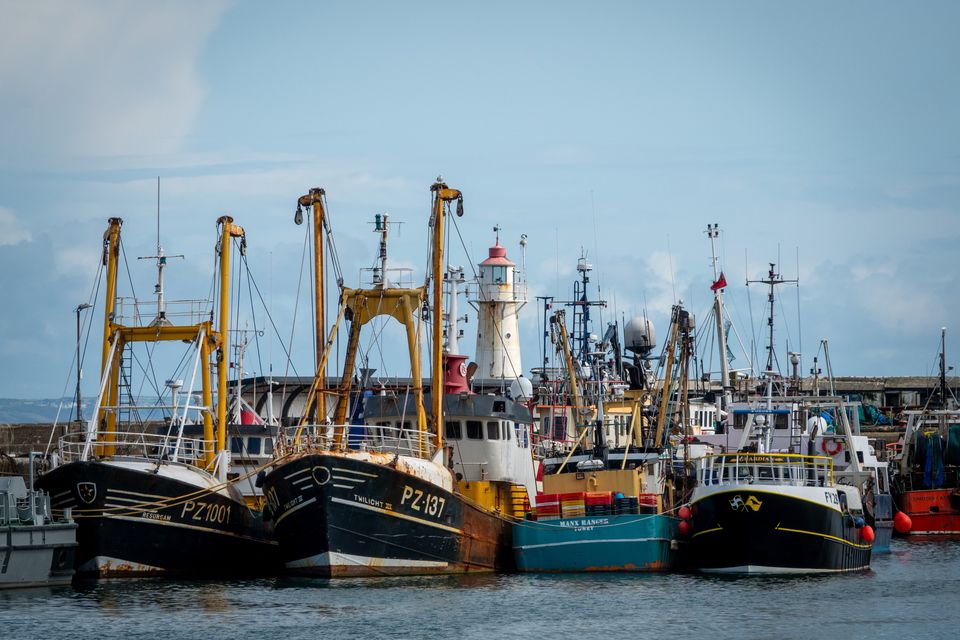 Fishing trawlers moored in Newlyn Harbour near Penzance in Cornwall, England. Photo: Getty