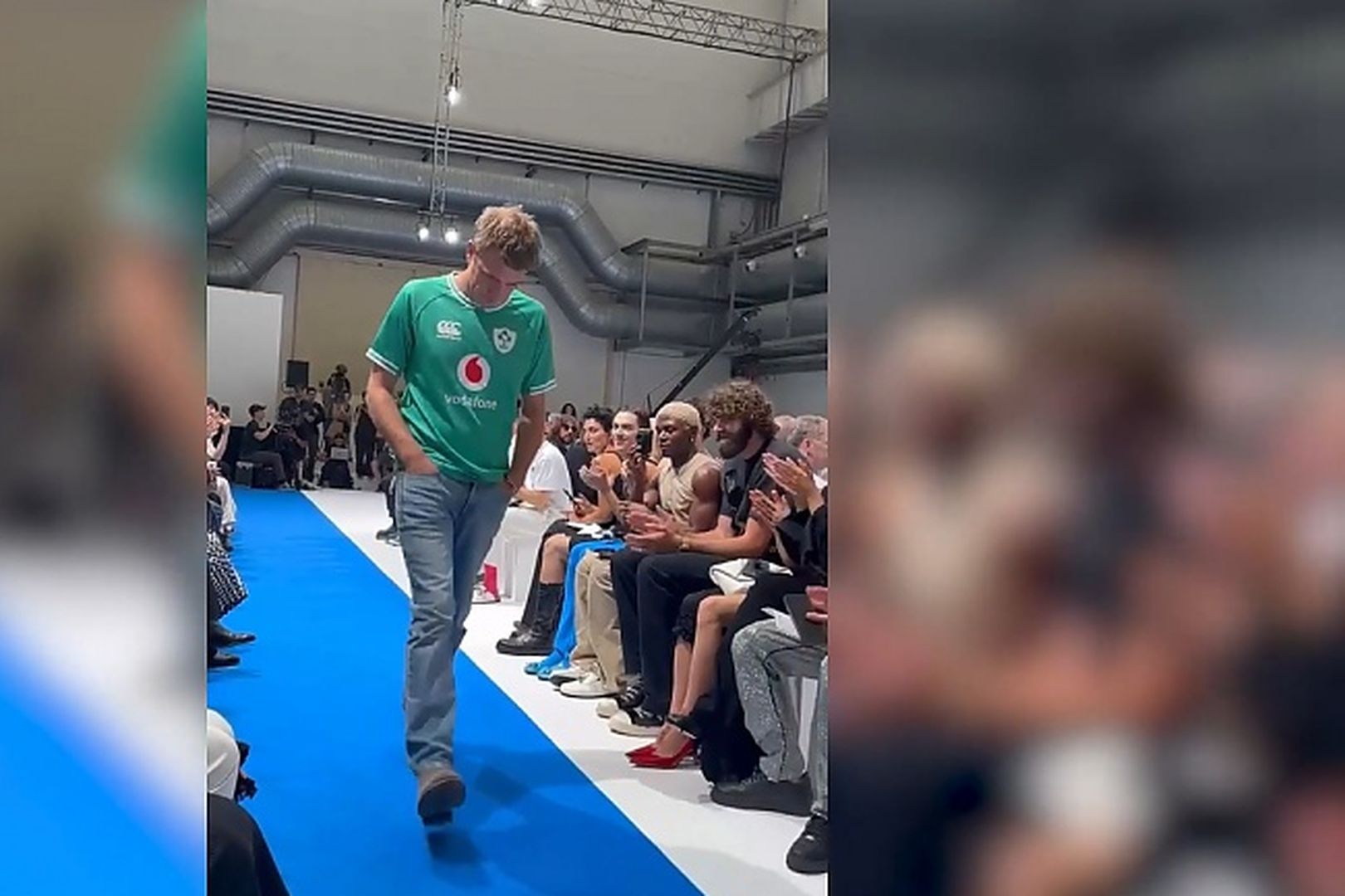 Designer JW Anderson wears Irish rugby top on the runway