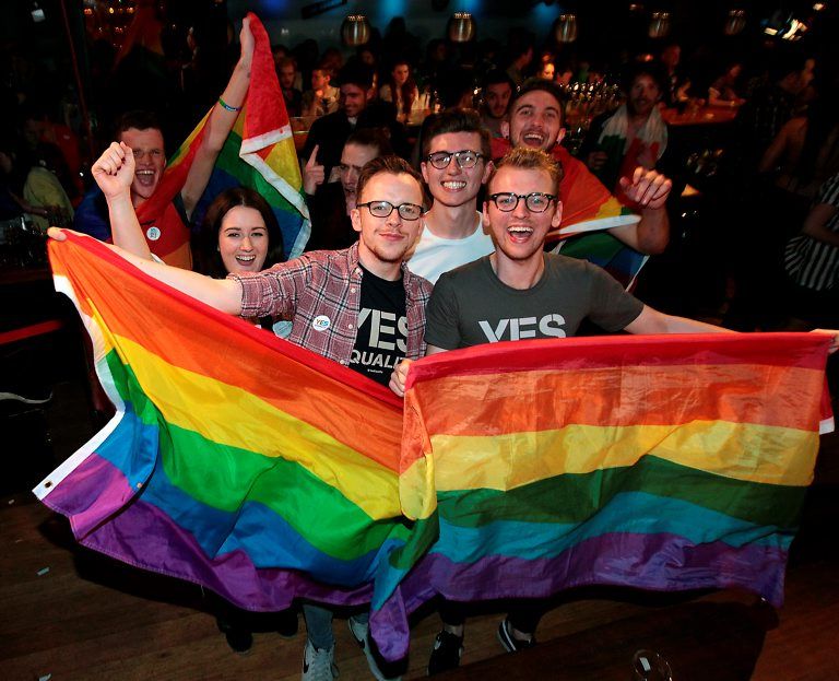 Celebrations  at Tv3's Vincent Browne  Special Referendum Results Show from the George Dublin 
Pictures:Brian McEvoy