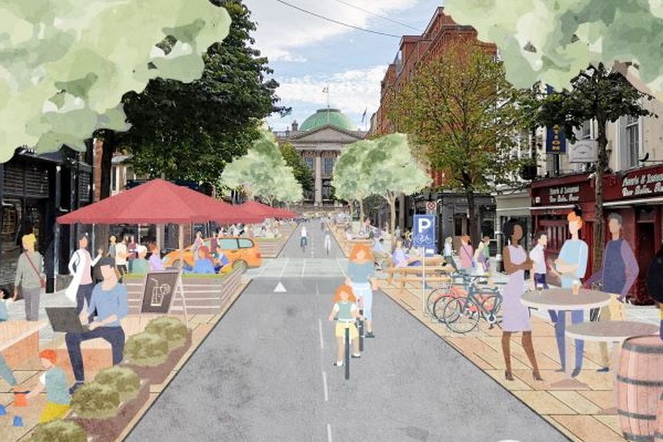 Parliament Street plans include a car-free corridor and a two way cycle link. Pic: Dublin City Council