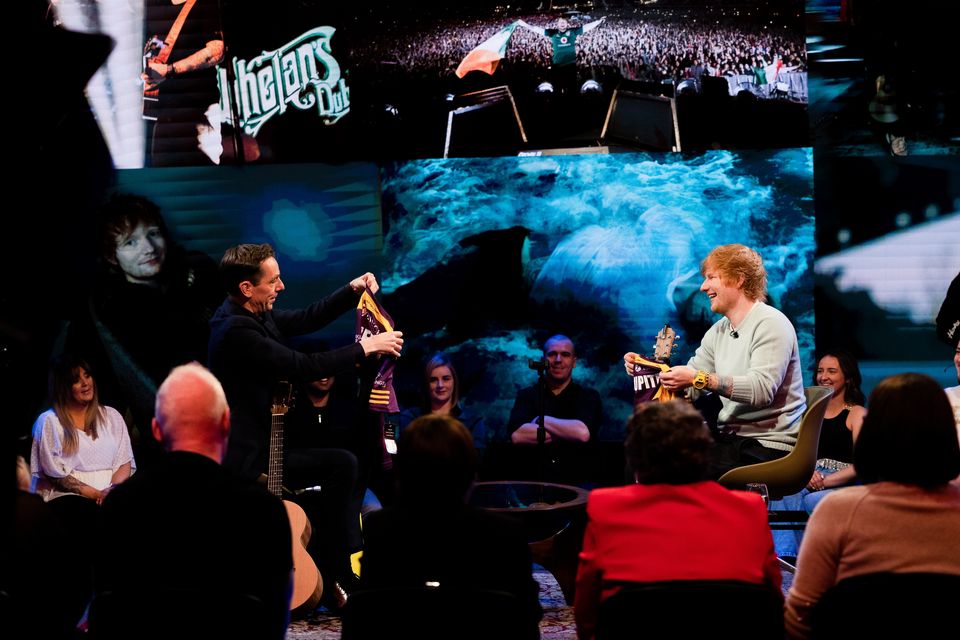 Ed Sheeran and Ryan Tubridy during their interview. Photo: Late Late Show.