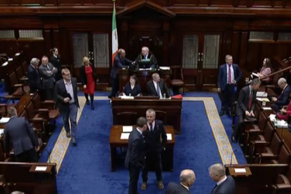 5. Mr Collins takes the seat next to Mr Dooley’s. This is actually his Fianna Fáil colleague Barry Cowen’s seat