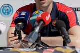 thumbnail: Czech Republic's goalkeeper Petr Cech attends a press conference in Prague