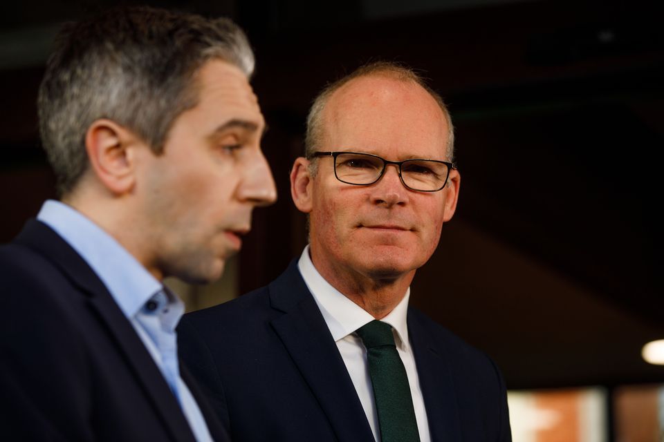 Fine Gael’s European Director of Elections, Minister Simon Coveney and Minister Simon Harris at a media doorstep ahead of the party’s European selection convention for the Dublin constituency.
Pic:Mark Condren
18.2.2024