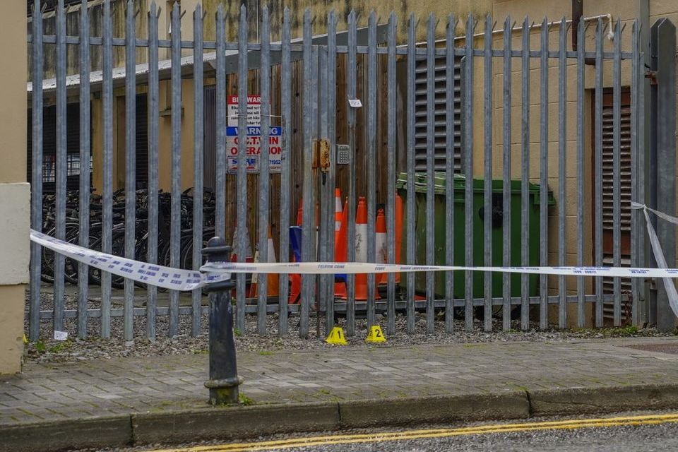 Garda tape at Maine Street on Thursday. Photo by Mark O'Sullivan.