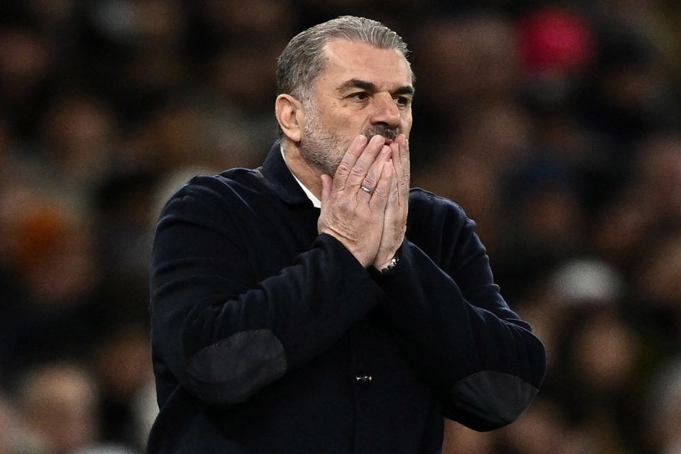 Tottenham Hotspur manager Ange Postecoglou reacts during the Carabao Cup quarter-final win over Manchester United