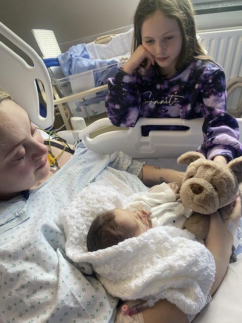 Saoirse with her daughter Eva and her baby son Jax, who she tragically lost at 31 weeks following a car crash.