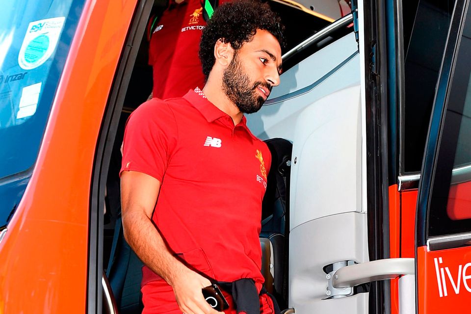 Liverpool's Mohamed Salah arriving before the Premier League match at Vicarage Road