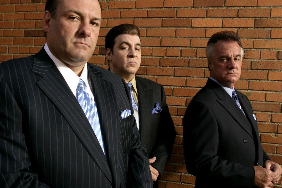 James Gandolfini, left, Steven Van Zandt and Tony Sirico, right, members  of the cast of the HBO cable television mob drama "The Sopranos."