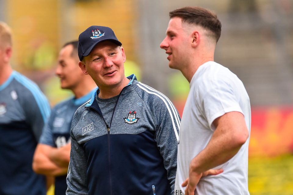 Former Dublin manager Jim Gavin along with Philly McMahon after winning the 2018 All-Ireland title. Earlier that year the Dublin team took a trip to France. Photo: Oliver McVeigh/Sportsfile