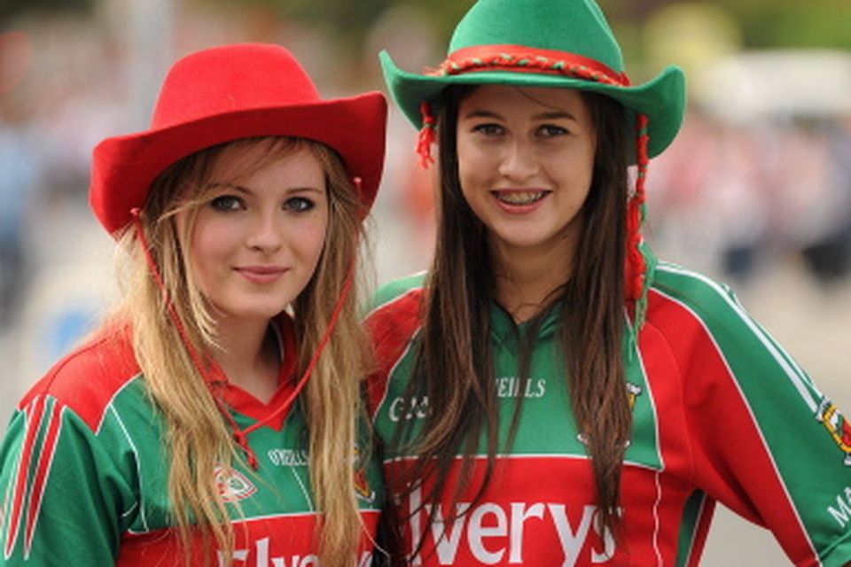 Mayo supporters Lorna Parsons, left, and Shauna Delaney, from Claremorris, Co Mayo