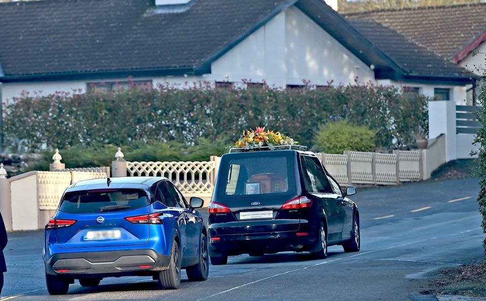 Mourners attend the funeral of Padraig Nally in Mayo (Pic: Conor McKeown)