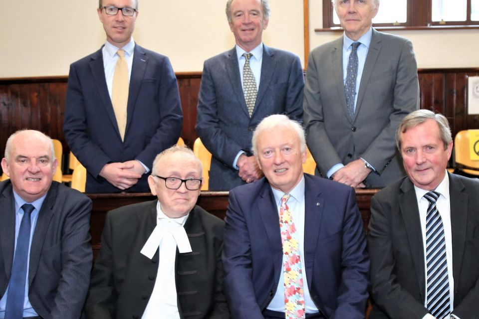 Solicitors Charlie O’ Connor, Philip Comyn, David O’ Meara, Cathal Lombard, Kevin Nagle and Matt Nagle pictured with Judge Brian Sheridan on the occasion of his retirement at Mallow Courthouse