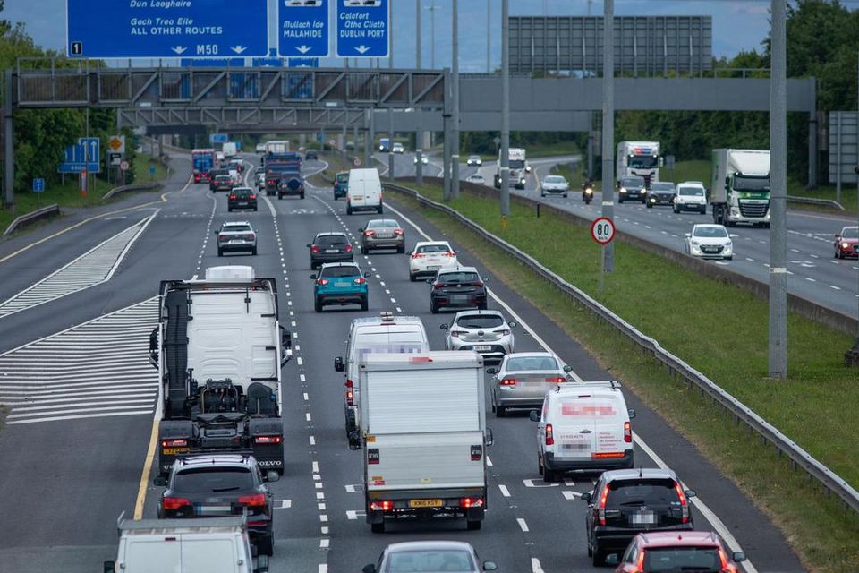 Morning traffic and travel collision on M11 near Greystones