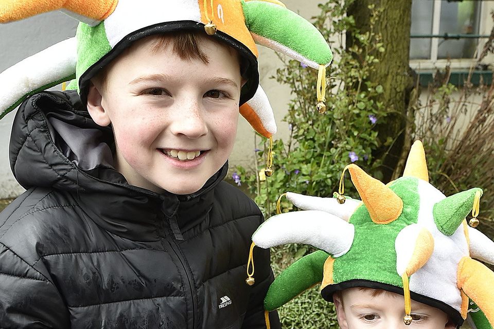 Conor and Daniel McCabe at the St Patrick's Day parade in Carnew. Pic: Jim Campbell