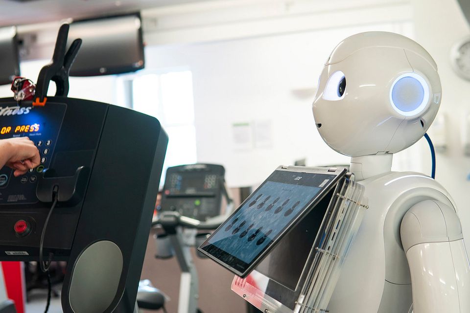 Pepper the humanoid robot will encourage gym-goers. Photo: UWE Bristol/PA Wire