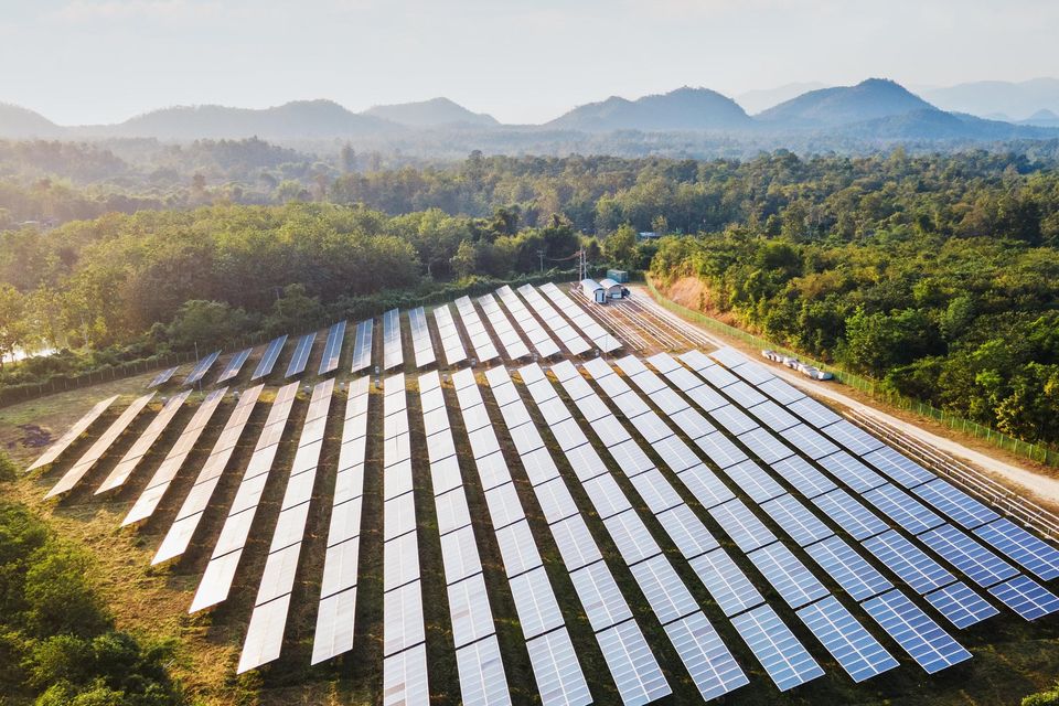 With energy from the three installations in Wexford and Kilkenny will add enough electricity to the national grid to power the equivalent of 6,600 homes. Pictured, a solar farm. Photo: Stock image/Jackyenjoyphotography/Getty Images