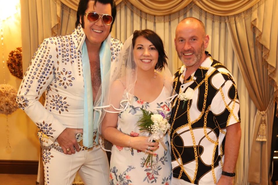 Iris and Damien Kavanagh renewed their vows with Elvis in the Graceland Wedding Chapel in Las Vegas