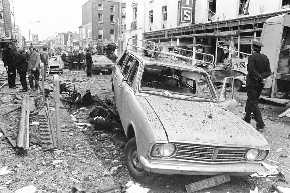 The scene of devastation on Talbot Street shortly after three car bombs were detonated in May 1974