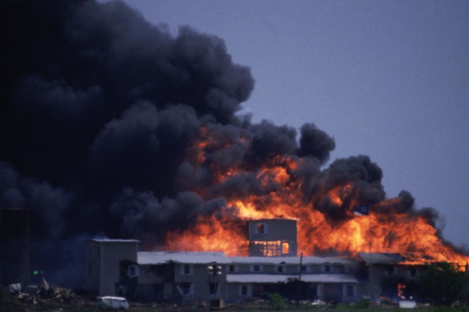Inferno: The Waco siege ended when the compound was engulfed in flames. Photo by Greg Smit via Getty Images