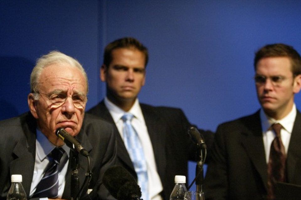 Rupert Murdoch with his sons Lachlan, centre, and James