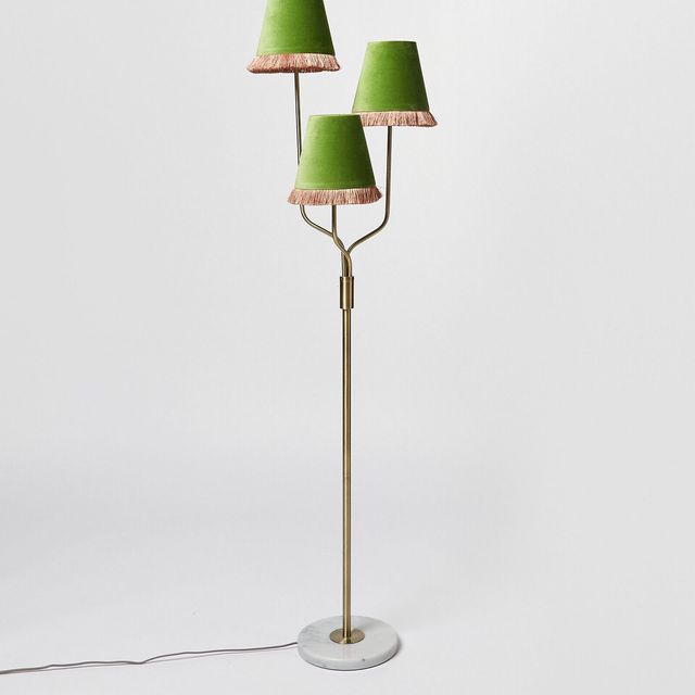 Ero green velvet triple floor lamp, €210, oliverbonas.com/ie