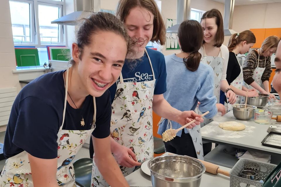 German Exchange students enjoying baking at the Home Ec room at St Mary's secondary school. 