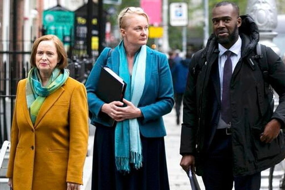 Eilish Hardiman (far left), Paula Kelly and Ike Okafor of Children's Health Ireland arriving for an Oireachtas health committee at Leinster House last September. Picture: Gareth Chaney/ Collins Photos