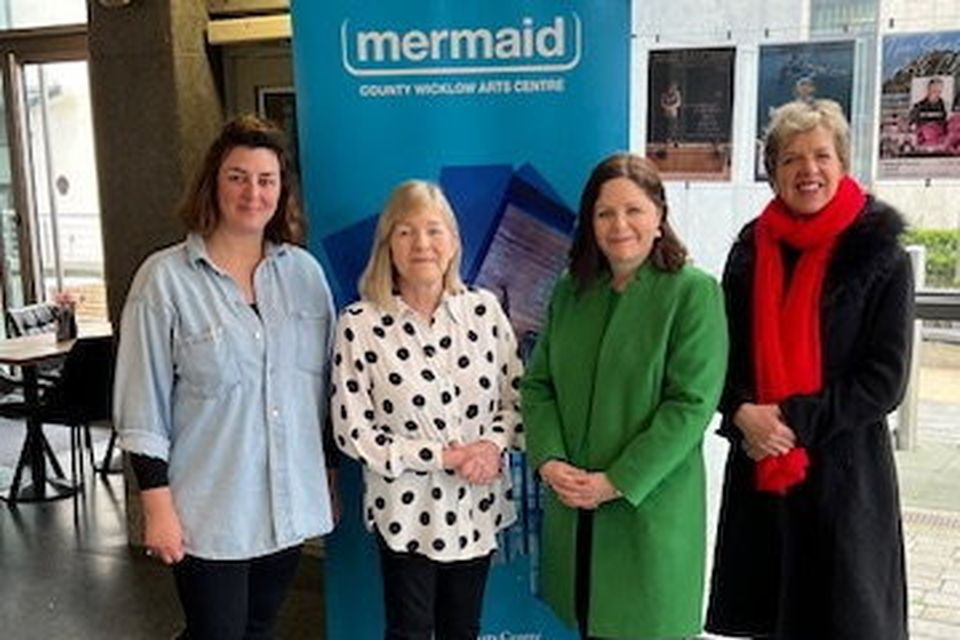 Julie Kelleher, Artistic Director of Mermaid Arts Centre, with Cllr Anne Ferris, Chairperson of Mermaid Arts Centre, Niamh Hourigan, Labour Candidate for Europe, and Ivana Bacik, Leader of the Labour Party.